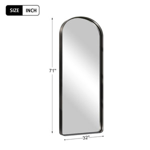 HomeRoots Black Freestanding Ornate Framed Accent Mirror - Arched Design for Elegant Spaces & Bright Interiors 708720
