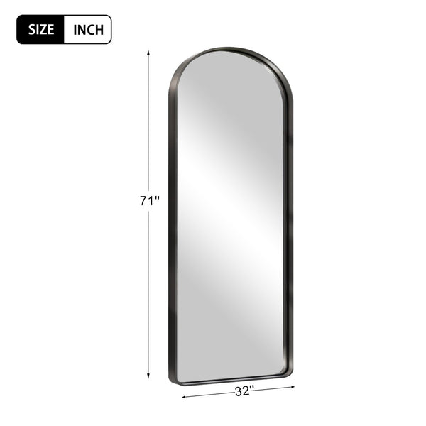 HomeRoots Black Freestanding Ornate Framed Accent Mirror - Arched Design for Elegant Spaces & Bright Interiors 708720