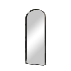 HomeRoots Black Freestanding Ornate Framed Accent Mirror - Arched Design for Elegant Spaces & Bright Interiors 708720