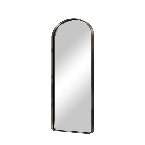 HomeRoots Black Freestanding Ornate Framed Accent Mirror - Arched Design for Elegant Spaces & Bright Interiors 708720