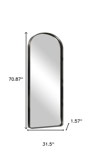 HomeRoots Black Freestanding Ornate Framed Accent Mirror - Arched Design for Elegant Spaces & Bright Interiors 708720