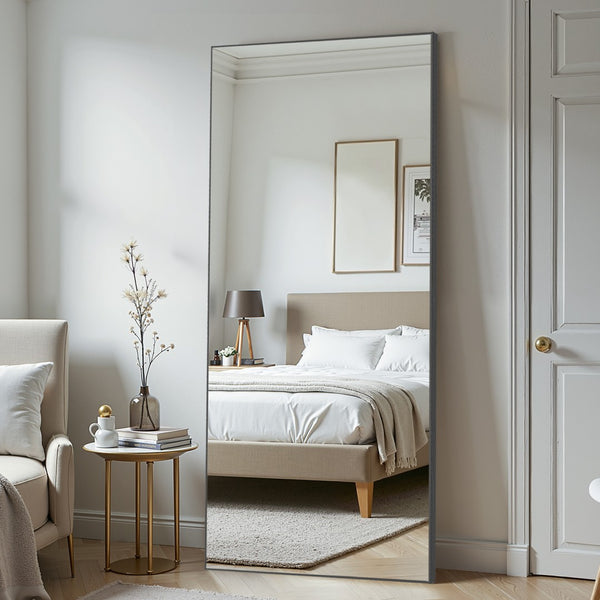 HomeRoots Gold Full-Length Mirror with Elegant Aluminum Frame - Stylish Wall Mount or Leaning Option for Any Room 708721
