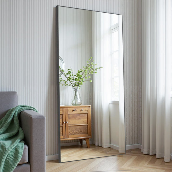 HomeRoots Gold Full-Length Mirror with Elegant Aluminum Frame - Stylish Wall Mount or Leaning Option for Any Room 708721
