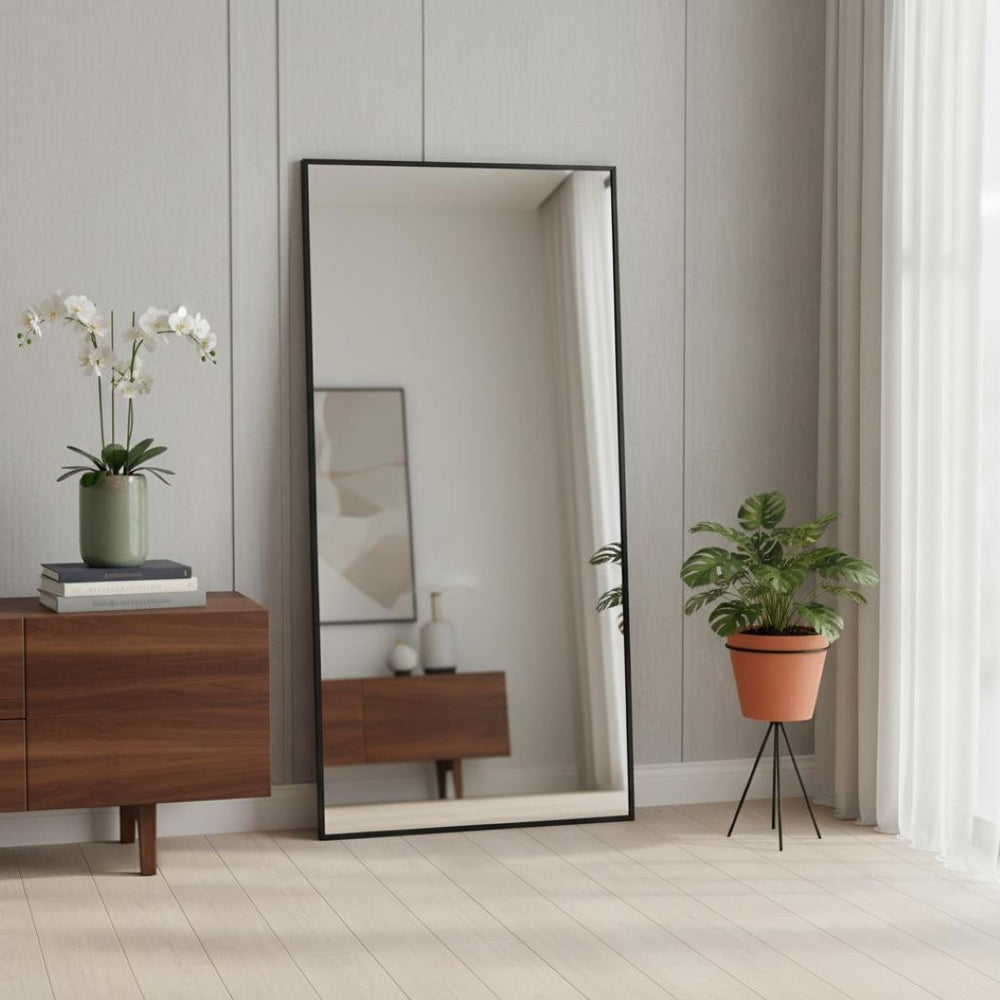 HomeRoots Gold Full-Length Mirror with Elegant Aluminum Frame - Stylish Wall Mount or Leaning Option for Any Room 708721