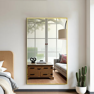 HomeRoots Gold Freestanding Ornate Framed Accent Mirror - Elegant Full-Body Design for Modern & Classic Spaces 708722