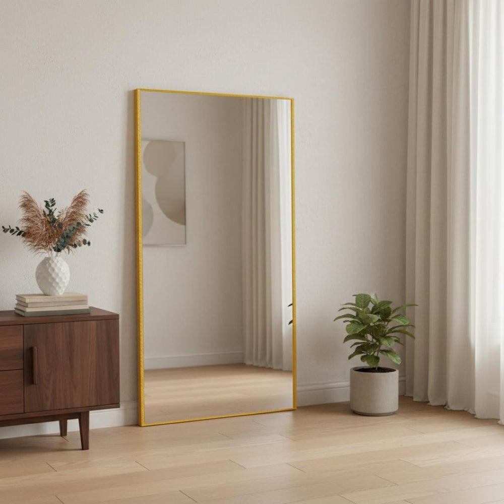 HomeRoots Gold Freestanding Ornate Framed Accent Mirror - Elegant Full-Body Design for Modern & Classic Spaces 708722