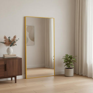 HomeRoots Gold Freestanding Ornate Framed Accent Mirror - Elegant Full-Body Design for Modern & Classic Spaces 708722