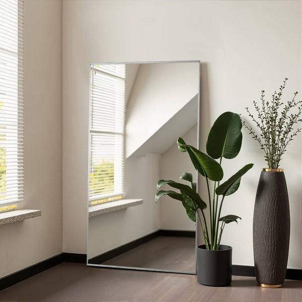 HomeRoots Black Freestanding Ornate Accent Mirror - Stylish Aluminum Frame, Premium Glass, Perfect for Any Room 708725