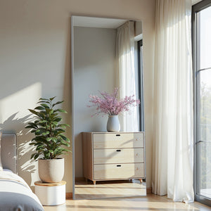 HomeRoots Brown Freestanding Ornate Accent Mirror - Elegant Framed Design for Living Rooms & Bedrooms Decor 708726