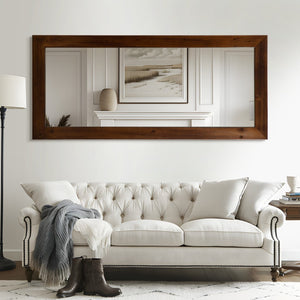 HomeRoots Brown Wood Arch Mirror – Elegant Freestanding Accent with Ornate Frame for Stylish Home Decor 708727
