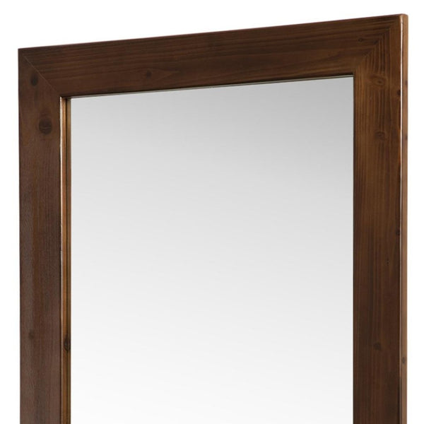 HomeRoots Brown Wood Arch Mirror – Elegant Freestanding Accent with Ornate Frame for Stylish Home Decor 708727