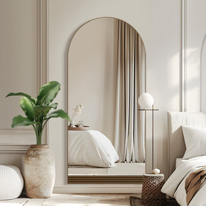 HomeRoots 64" Black Wood Leaning Ladder Mirror - Full-Length Stylish Accent for Modern Living Spaces & More 708728