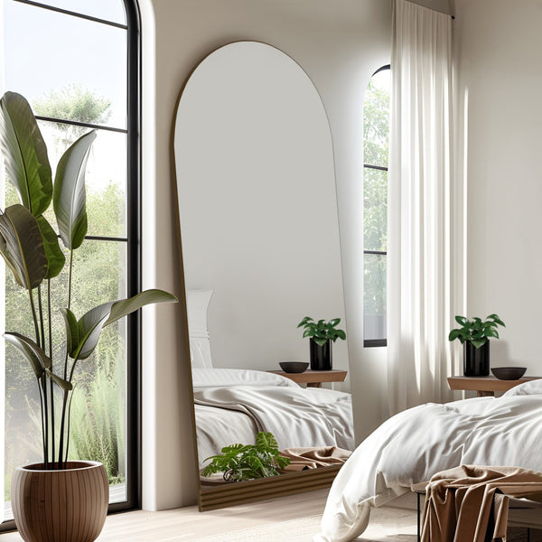 HomeRoots 64" Black Wood Leaning Ladder Mirror - Full-Length Stylish Accent for Modern Living Spaces & More 708728