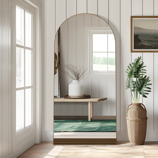 HomeRoots 64" Black Wood Leaning Ladder Mirror - Full-Length Stylish Accent for Modern Living Spaces & More 708728
