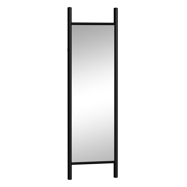 HomeRoots 71" Sleek Black Wood Leaning Ladder Mirror – Modern Full-Length Design for Stylish Interiors 708729