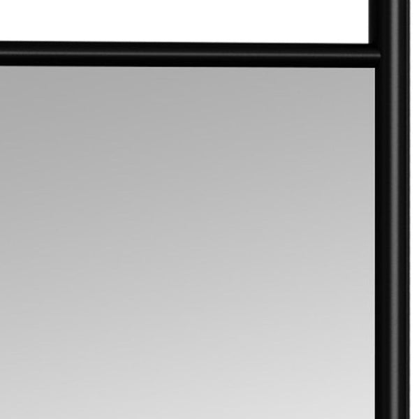 HomeRoots 71" Sleek Black Wood Leaning Ladder Mirror – Modern Full-Length Design for Stylish Interiors 708729