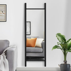 HomeRoots 71" Sleek Black Wood Leaning Ladder Mirror – Modern Full-Length Design for Stylish Interiors 708729