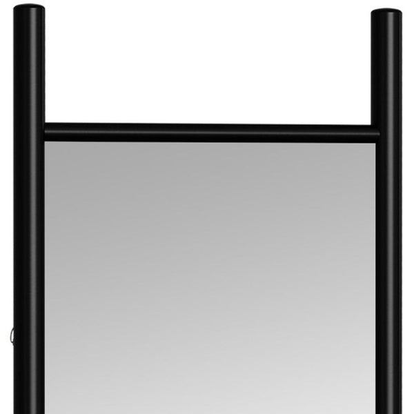 HomeRoots 71" Sleek Black Wood Leaning Ladder Mirror – Modern Full-Length Design for Stylish Interiors 708729