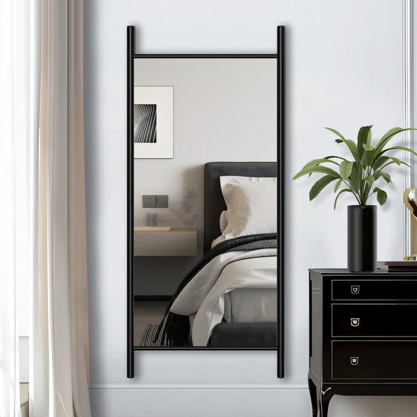 HomeRoots Brown Wood Arch Mirror - Elegant Freestanding Accent with Ornate Frame for Bedrooms & Entryways 708730