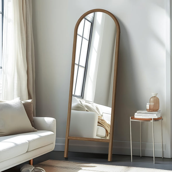 HomeRoots Black Wood Arched Accent Mirror – Ornate Freestanding Design for Elegant Home Decor & Reflection 708731
