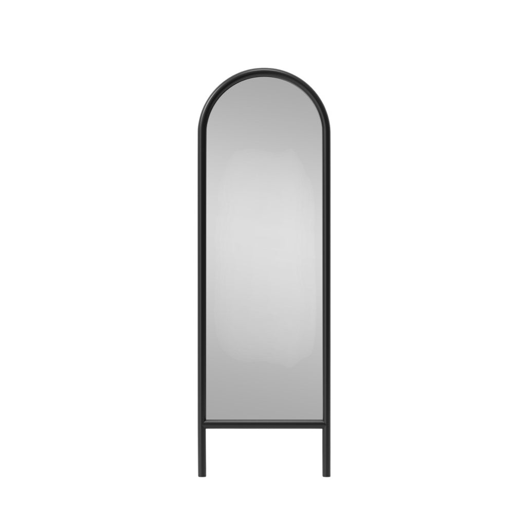 HomeRoots Brown Wood Arch Freestanding Accent Mirror - Ornate Framed Design for Elegant Home Décor & Reflection 708732
