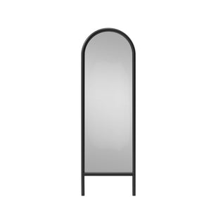 HomeRoots Brown Wood Arch Freestanding Accent Mirror - Ornate Framed Design for Elegant Home Décor & Reflection 708732