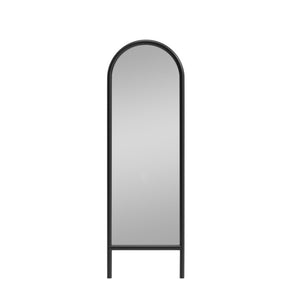 HomeRoots Brown Wood Arch Freestanding Accent Mirror - Ornate Framed Design for Elegant Home Décor & Reflection 708732