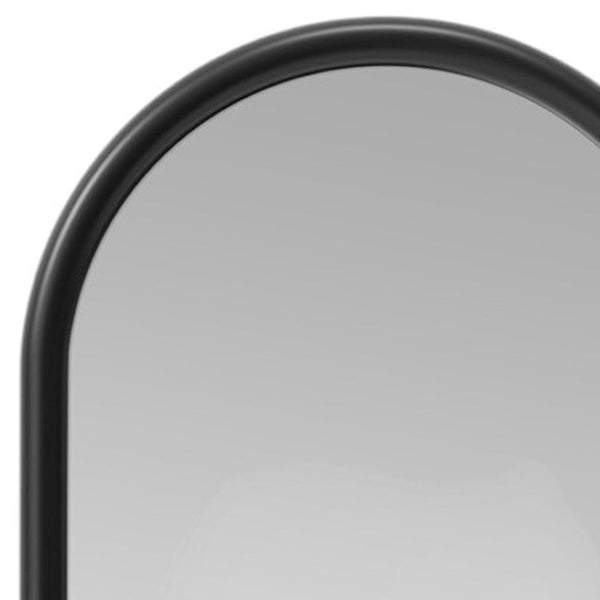 HomeRoots Brown Wood Arch Freestanding Accent Mirror - Ornate Framed Design for Elegant Home Décor & Reflection 708732