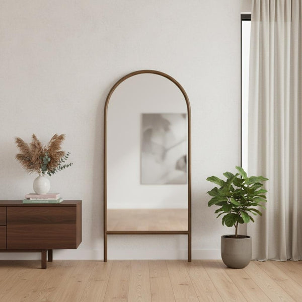 HomeRoots Black Wood Arch Freestanding Mirror - Elegant Ornate Framed Accent for Bedrooms, Living Rooms, Offices 708733
