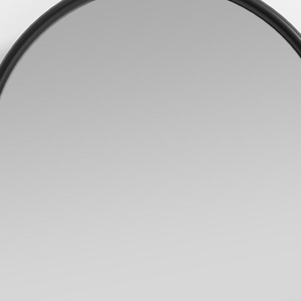 HomeRoots Black Arched Freestanding Accent Mirror with Ornate Frame - Elevate Your Space with Style and Charm 708734