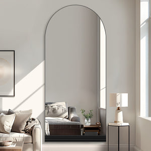 HomeRoots 63" Black Wood Leaning Mirror - Stylish Full-Length Design for Bedrooms & Entryways, Modern Chic Look 708735
