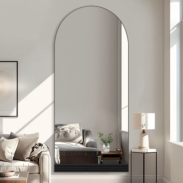 HomeRoots 63" Black Wood Leaning Mirror - Stylish Full-Length Design for Bedrooms & Entryways, Modern Chic Look 708735
