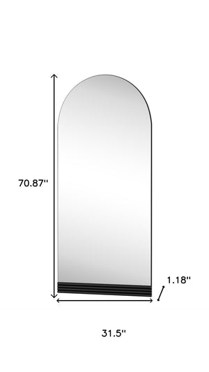 HomeRoots 63" Black Wood Leaning Mirror - Stylish Full-Length Design for Bedrooms & Entryways, Modern Chic Look 708735