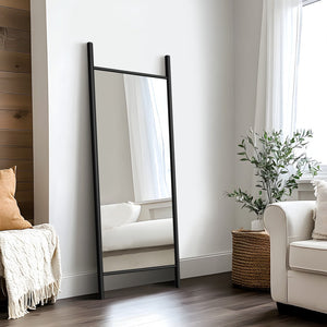 HomeRoots Brown Wood Arch Freestanding Accent Mirror – Elegant Full-Length Design with Ornate Detailing 708736