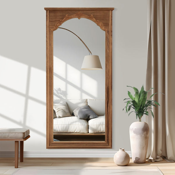 HomeRoots Gold Full-Length Mirror with Arched Design - Elegant Aluminum Frame, Versatile Mounting & Premium Glass 708737