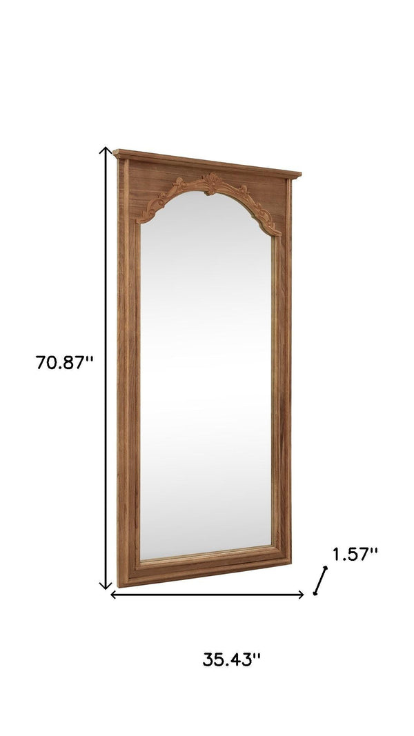 HomeRoots Gold Full-Length Mirror with Arched Design - Elegant Aluminum Frame, Versatile Mounting & Premium Glass 708737