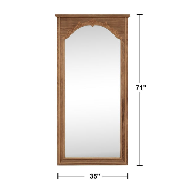HomeRoots Gold Full-Length Mirror with Arched Design - Elegant Aluminum Frame, Versatile Mounting & Premium Glass 708737