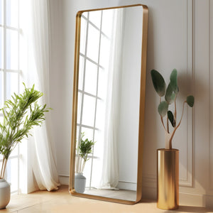 HomeRoots Black Aluminum Arch Accent Mirror - Elegant Freestanding Design for Bedrooms & Living Spaces 708738