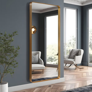 HomeRoots Black Aluminum Arch Accent Mirror - Elegant Freestanding Design for Bedrooms & Living Spaces 708738