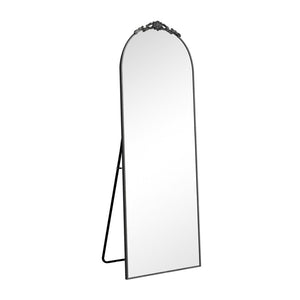 HomeRoots Gold Freestanding Arch Mirror with Ornate Frame - Elegant Gold Aluminum Design for Stylish Spaces 708739