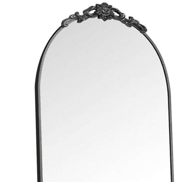 HomeRoots Gold Freestanding Arch Mirror with Ornate Frame - Elegant Gold Aluminum Design for Stylish Spaces 708739