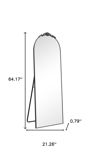 HomeRoots Gold Freestanding Arch Mirror with Ornate Frame - Elegant Gold Aluminum Design for Stylish Spaces 708739