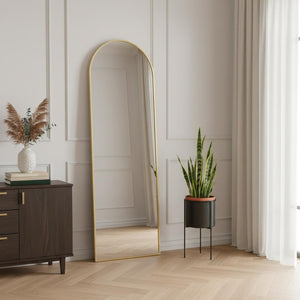 HomeRoots White Modern Lighted Full-Length Mirror - Frameless Design for Wall Mount or Freestanding Use 708740