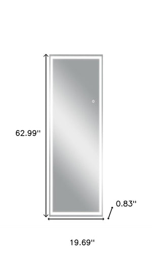 HomeRoots White Wood Arch Mirror with LED Lighting – Elegant Freestanding Accent for Any Room, Durable Design 708741