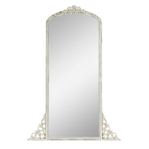 HomeRoots Brown Freestanding Ornate Accent Mirror - Elegant Arched Design in Durable Aluminum Frame for Home Decor 708742