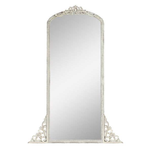 HomeRoots Brown Freestanding Ornate Accent Mirror - Elegant Arched Design in Durable Aluminum Frame for Home Decor 708742