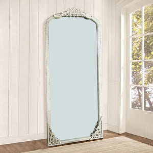 HomeRoots Brown Freestanding Ornate Accent Mirror - Elegant Arched Design in Durable Aluminum Frame for Home Decor 708742
