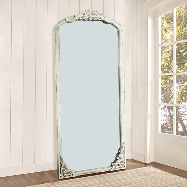 HomeRoots Brown Freestanding Ornate Accent Mirror - Elegant Arched Design in Durable Aluminum Frame for Home Decor 708742