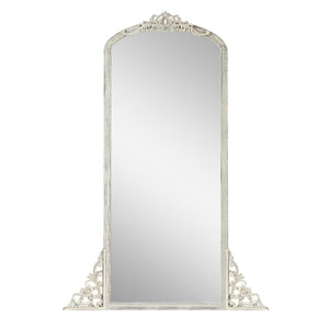 HomeRoots Brown Freestanding Ornate Accent Mirror - Elegant Arched Design in Durable Aluminum Frame for Home Decor 708742