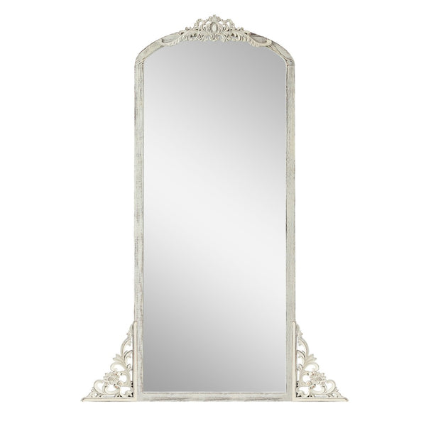 HomeRoots Brown Freestanding Ornate Accent Mirror - Elegant Arched Design in Durable Aluminum Frame for Home Decor 708742